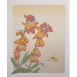 Philip Sheffield (1950 ) British. Irises with a Wasp, Screenprint, Signed in Pencil, 15.5" x 12",