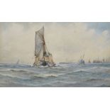 Richmond W. Markes (act. 1890-1920) British. Boats Leaving Harbour, Watercolour, Signed, 8.5" x 14.