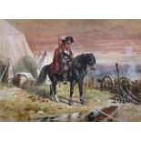 Richard Beavis (1824-1896) British. "Before the Battle", A Man in Armour upon a Horse, Watercolour