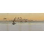 Manner of Frederick Goodall (1822-1904) British. A Nile Scene, with Figures in Boats, Watercolour,