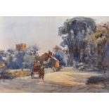 R... Alexander (19th - 20th Century) British. Figures in a Horse and Cart, on a Village Street,