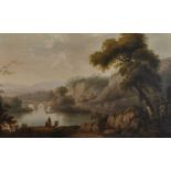 Early 19th Century English School. A River Landscape, with Figures in the foreground, Oil on Canvas,