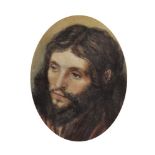 Circle of Helen Allingham (1848-1926) British. Study of a Bearded Man, Watercolour, Oval, 4" x 3".