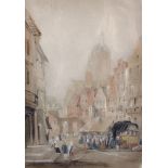 19th Century English School. A Street Scene with Figures, Watercolour, 7" x 5", and another by the
