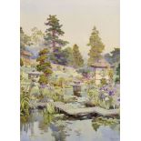 Ella Mary Du Cane (1874-1943) British. A Japanese Garden, Watercolour, Signed, 13.75" x 9.75".