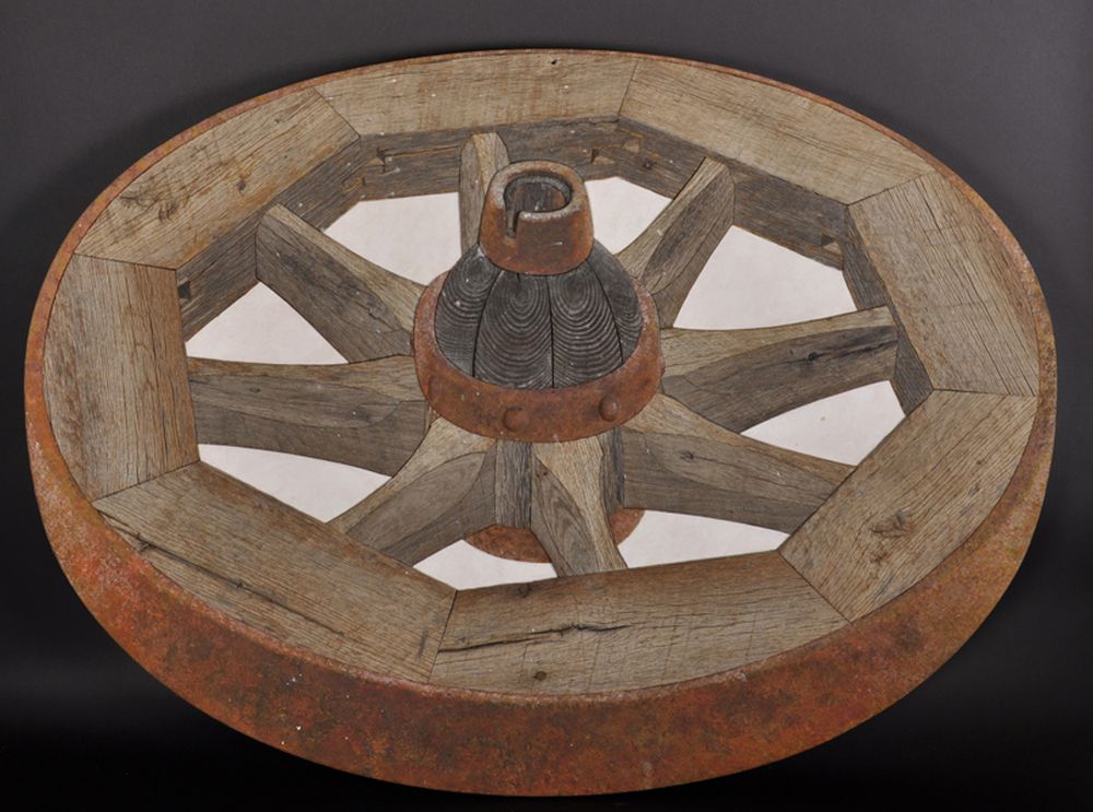 Frank Litto (20th - 21st Century) American. "Wagon Wheel", Wooden Sculpture, Oval, Signed with a - Image 2 of 4