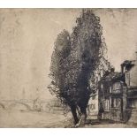 Sydney Long (1871-1955) Australian. A River Landscape, Etching, Signed and Indistinctly Inscribed in