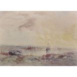 Jack Cox (1914-2007) British. Boats on the Marshes, Watercolour, Signed, 9.5" x 13.5".