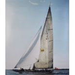 Beken of Cowes (20th Century) British "Velsheda", A J Class Yacht, Photograph, Signed with Stamp,