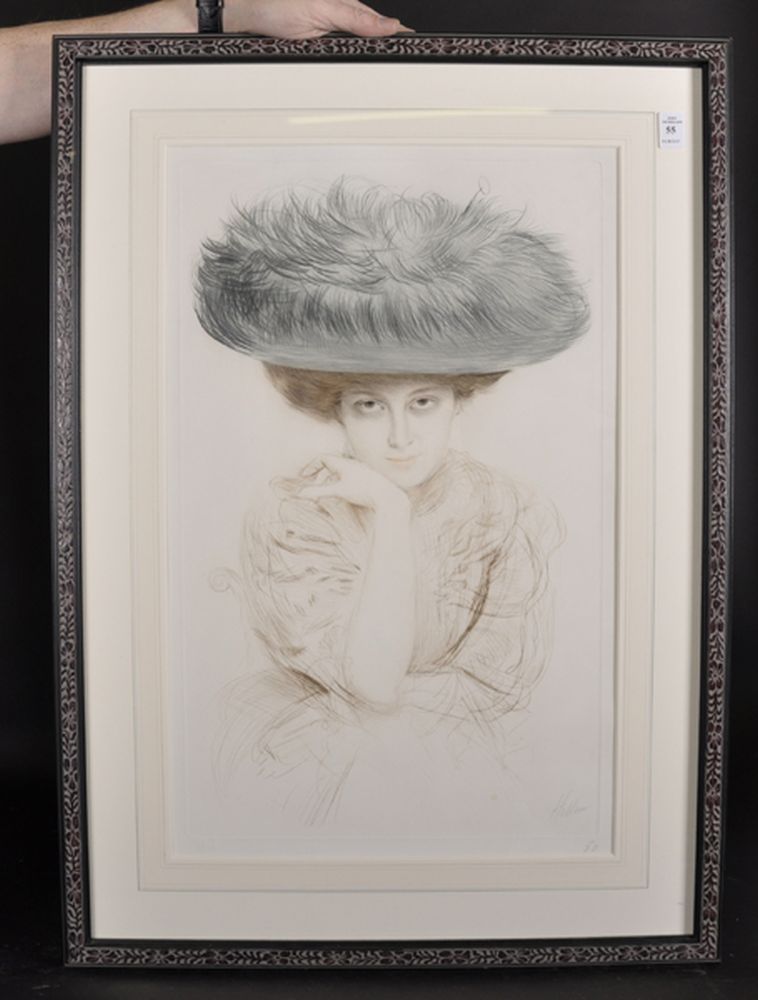 Paul Cesar Helleu (1859-1927) French. "Femme au Grande Chapeau" A Lady in a Hat, Drypoint Etching in - Image 2 of 5