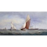 Charles Taylor (act.1841-1883) British. A Busy Shipping Scene off Portsmouth, with Sailing Boats and