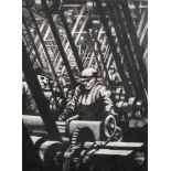 20th Century English School. Men Working in a Factory, Lithograph, 16" x 12". Provenance: The Estate