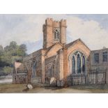 John Buckler (1770-1851) British. "Charlton Church, Kent", Watercolour, 5.25" x 7.25", and the