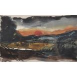 After Maurice de Vlaminck (1876-1958) French. A Sunset Landscape, Wood Engraving, 4" x 6.75".