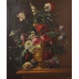 Late 18th Century Dutch School. Still Life of Flowers in an Urn, Oil on Canvas, 27" x 22".