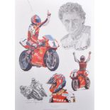 After Stuart McIntyre (1969- ) British. "Tribute to Carl Fogarty", Print, 23" x 16.5".