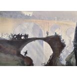 Frank Brangwyn (1867-1956) British. "The Devils Bridge, St Gothard's Pass", Etching in Colours,