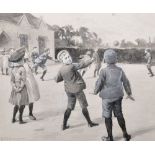 William Henry Charles Groome (1854-1913) British. Children in a Playground, with a Boy Flying a