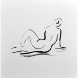Frederique Marteau (20th - 21st Century) French. The Outline of a Naked Lady, Print, Signed in
