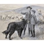 William Henry Charles Groome (1854-1913) British. "It's all one big field", with Two Boys and a Dog,