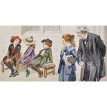 20th Century English School. Reader's Illustrated, First Day of School with young children and a