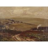 William Charles Rushton (1860-1921) British. "Haworth from The Brow Moor, Morning", Oil on Canvas,