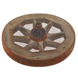 Frank Litto (20th - 21st Century) American. "Wagon Wheel", Wooden Sculpture, Oval, Signed with a