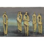Henry Moore (1898-1986) British. "Standing Figures", Lithograph, 5.25" x 8". Provenance; Goldmark