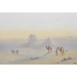 R... Cooper (19th-20th Century) British, Arab Figures on Camels, the Sphinx Beyond, Watercolour