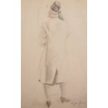 Eugen Spiro (1874-1972) German/American. The Rear View of a Standing Lady, Crayon, Signed, 17.5" x