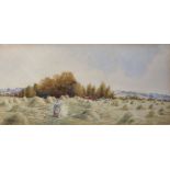 Alfred John 'Jack' Keene (1864-1930) British. "Harvest Time", Watercolour, Signed, 10" x 21".