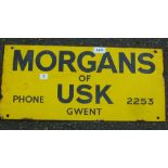 MORGANS OF USK ENAMELLED SIGN