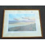 GLOSTER METEOR ERIC BOTTOMLEY PRINT 'METEORS OVER THE SEVERN'