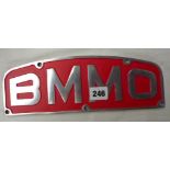 OVAL TOPPED BMMO VEHICLE RADIATOR BADGE IN REPAINTED RESTORED CONDITION