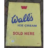 TIN ADVERTISING SIGN ' WALLS ICE CREAM SOLD HERE ' WINDSOR W5.62