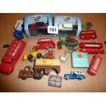 DINKY, U/B MODELS, GWR MECHANICAL HORSE, PHONE BOX, MOBILGAS TANKER, DUBLO TAXI, MATCHBOX B TYPE