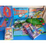 THUNDERBIRD PLAY SUIT, BOARD GAME, BOX SET, INTERNATIONAL RESCUE GAME, BOXED ELECTRONIC TB1, AND A