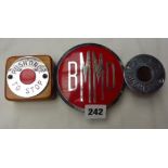 BMMO / MIDLAND RED STEERING WHEEL CENTRE & 2 X PUSH ONCE TO STOP BUTTONS