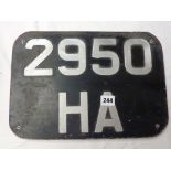 2950 HA METAL BUS REGISTRATION PLATE EX BMMO MIDLAND RED