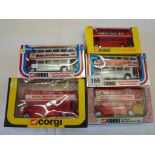 CORGI 5 BOXED RM'S : 471 X2 SILVER JUBILEE - WOOLWORTHS & SEE LONDON, 467 SELFRIDGES, MAN UTD OPEN