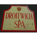 DROITWICH SPA, ENAMEL TOWN SIGN WITH COAT OF ARMS, A SUPER LOCAL SIGN IN GOOD CONDITION