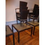 WICKER GLASS TOP CONSERVATORY/ CAFE TABLE AND 3 CHAIRS