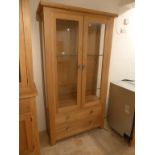 OAK GLAZED BOOKSHELVES/ DISPLAY CABINET