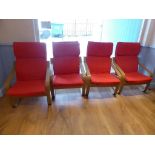 4 RED EASY CHAIRS