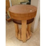 CIRCULAR KITCHEN CUPBOARD UNIT WITH REVOLVING BUTCHER'S BLOCK WORKTOP