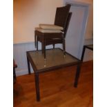 WICKER GLASS TOP CONSERVATORY/ CAFÉ TABLE AND 2 CHAIRS