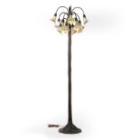 A Tiffany-style ''Lily'' bronze floor lamp