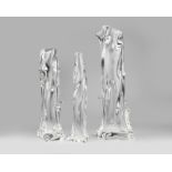 A set of three graduated Steuben art glass vases