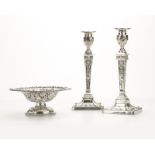 A three-piece group of English silverplated items