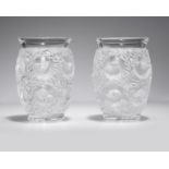 A pair of Lalique ''Bagatelle'' art glass vases